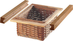 Wicker basket and runner set, for 500 mm width cabinet