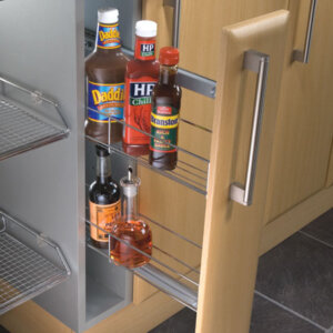 Pull-out storage unit, door front fixing, for 150 mm cabinet width