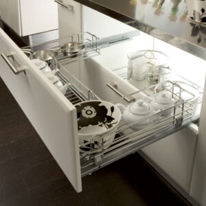 Undersink pull-out wire basket set, for 800-1000 mm cabinet width