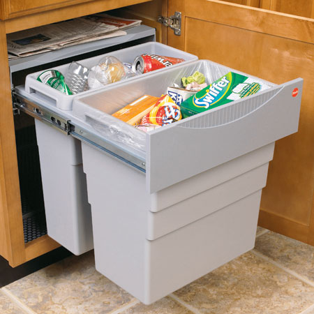 Hafele 50cm Easy Cargo Waste Bin 49, Pull Out Kitchen Cabinet Integrated Recycle Waste Bin 500mm