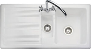 Rangemaster Portland CPL10102WH 1 1/2 bowl sink and drainer