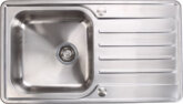 Stainless steel single bowl and drainer, 860 x 500 mm