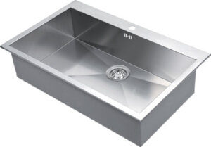 Stainless steel top mount single bowl, 820 x 510 mm